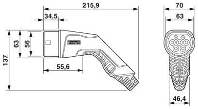 1627366 - EV-T2G3C-1AC32A-5 - 1-phase, Type 2, Charging cable - Image 3
